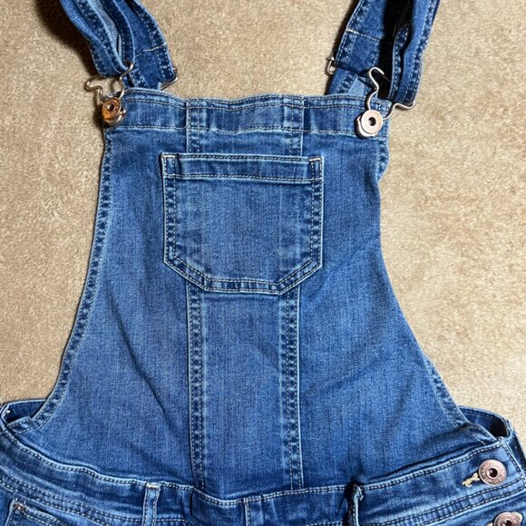 Abercrombie Kids Girls 15/16 Blue Denim Distressed Overalls Long Leg Jeans - Picture 5 of 10